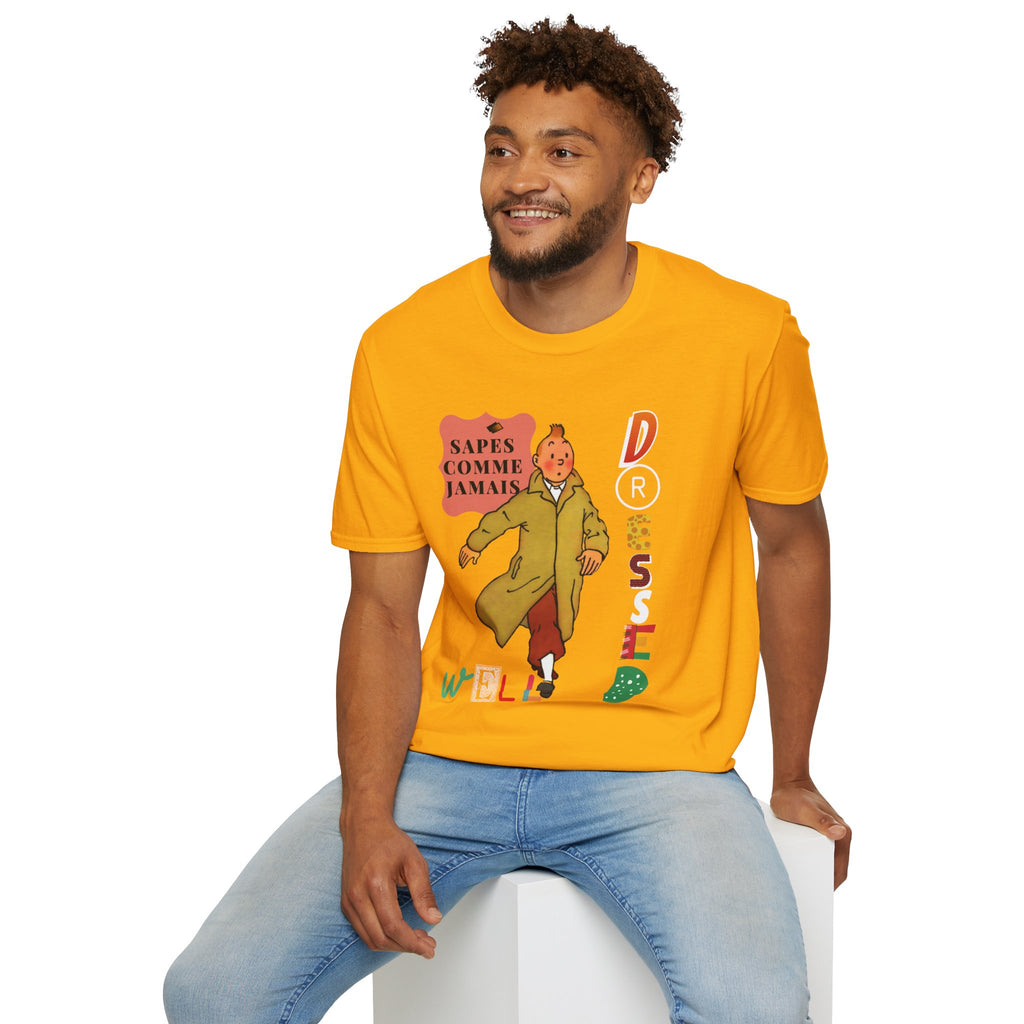 T-shirt graphique vintage "Sapes Comme Jamais" — T-shirt BD rétro français