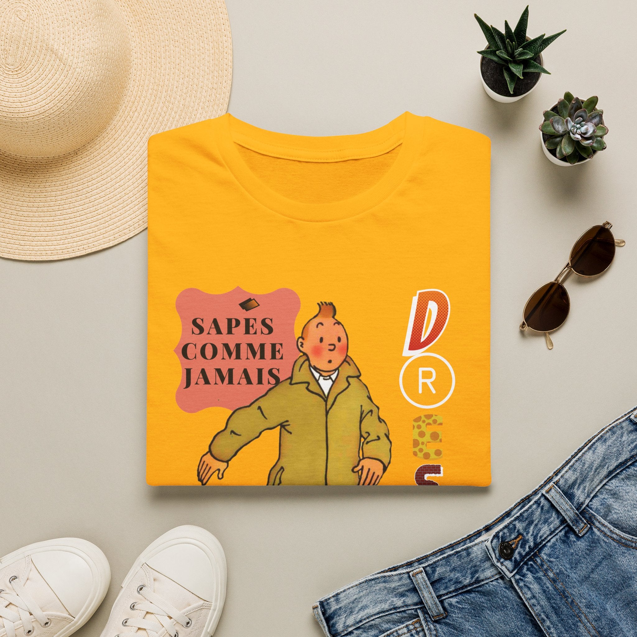 T-shirt graphique vintage "Sapes Comme Jamais" — T-shirt BD rétro français