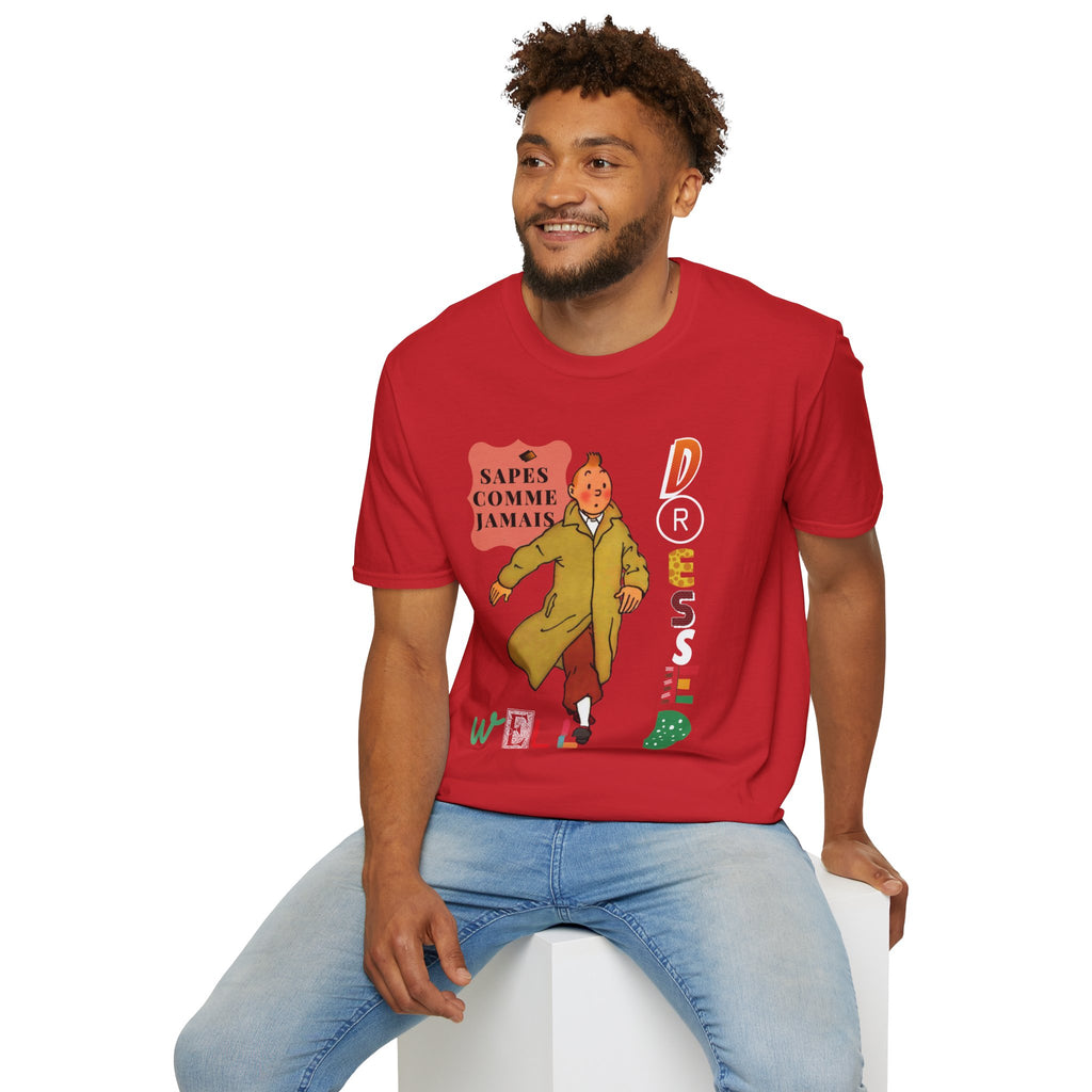 T-shirt graphique vintage "Sapes Comme Jamais" — T-shirt BD rétro français
