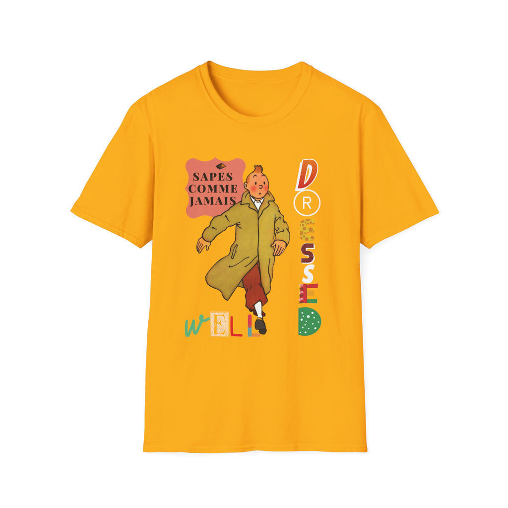 T-shirt graphique vintage "Sapes Comme Jamais" — T-shirt BD rétro français