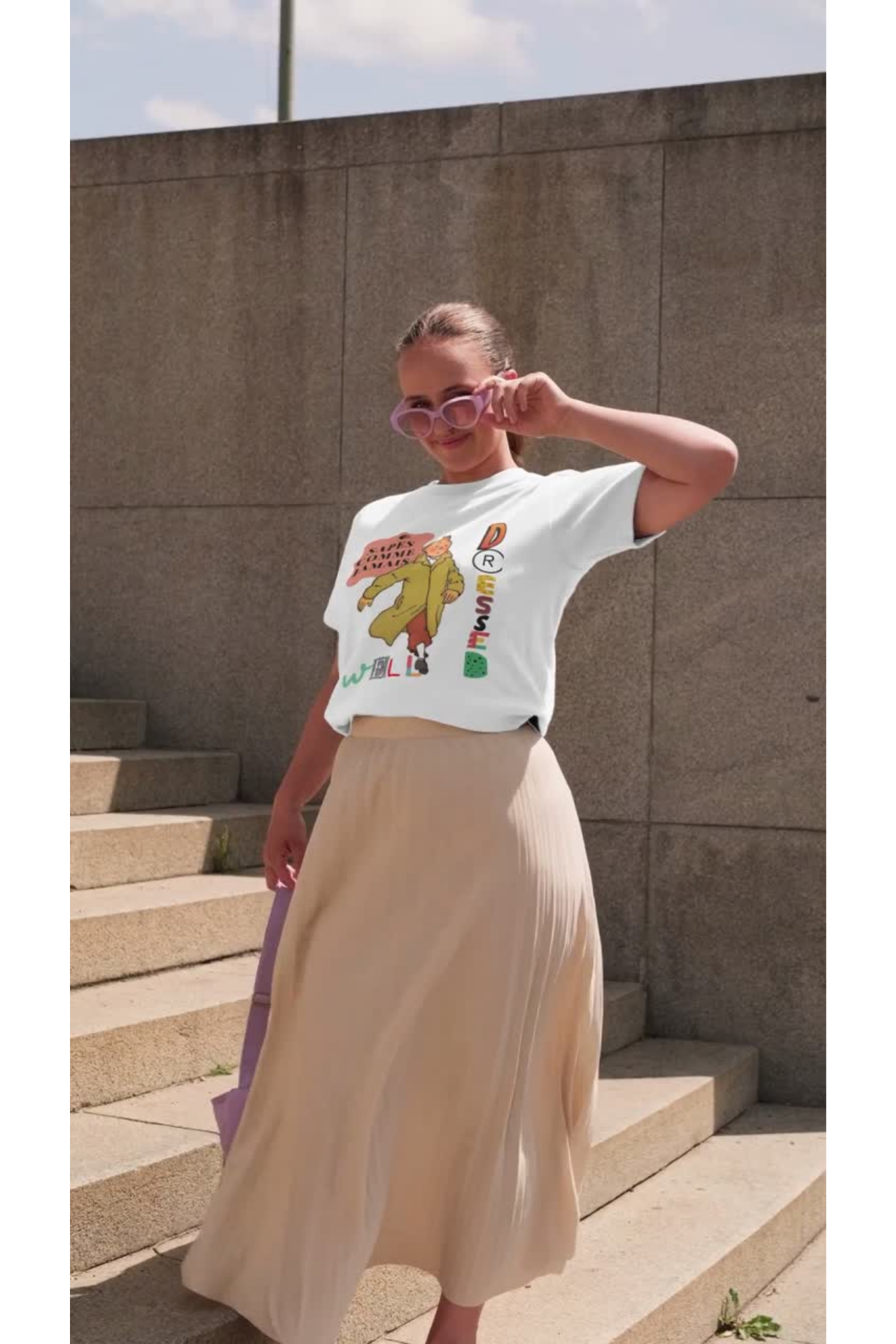 T-shirt streetwear vintage dessin animé – Art typographique audacieux