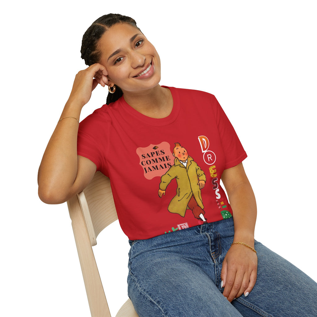 T-shirt graphique vintage "Sapes Comme Jamais" — T-shirt BD rétro français