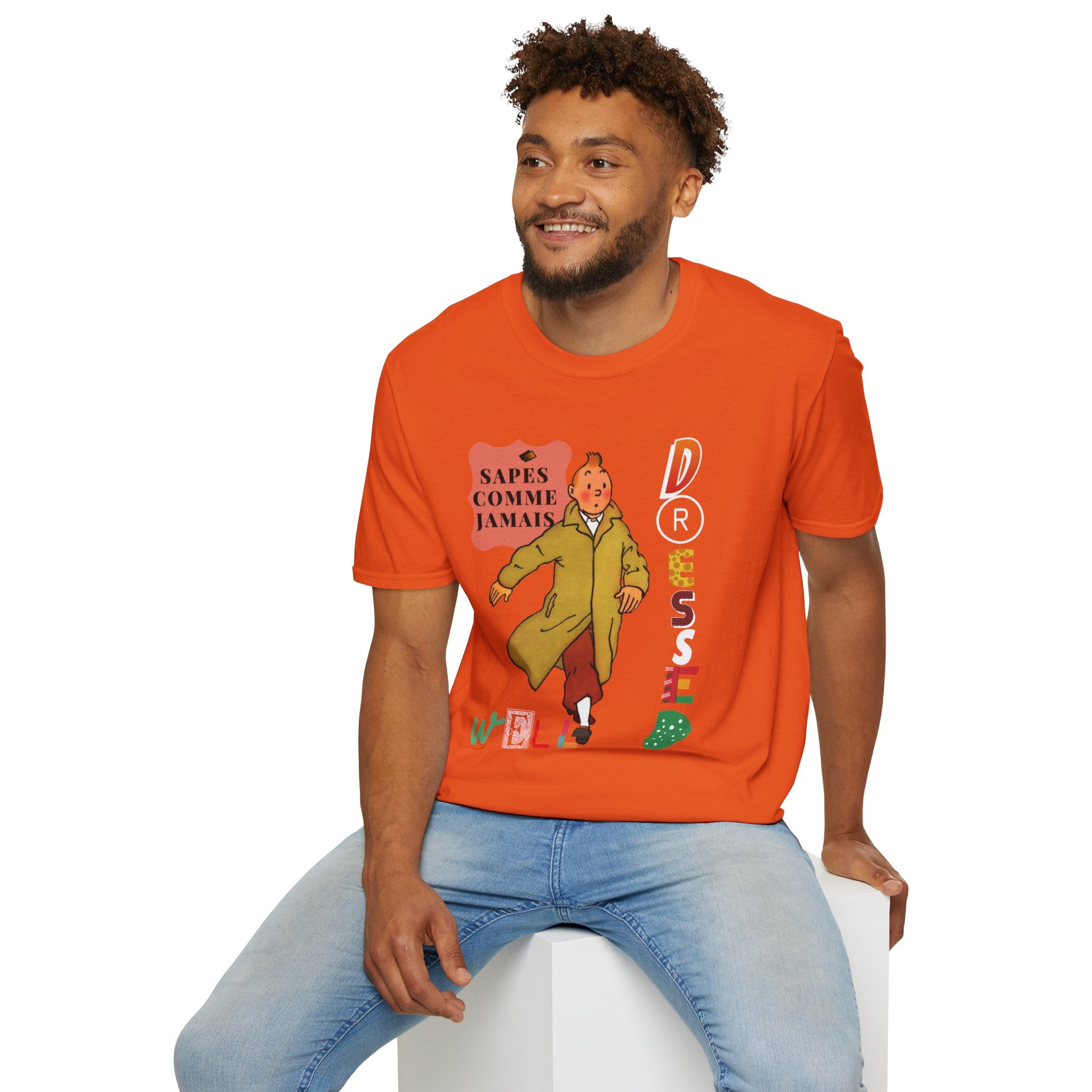 T-shirt graphique vintage "Sapes Comme Jamais" — T-shirt BD rétro français